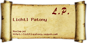 Lichtl Patony névjegykártya
